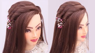 very easy open hairstyle for wedding l mehndi hairstyles l front variation l Twist hairstyles l Eid [upl. by Ahsym]