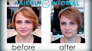 haircut female asymmetric tutorial женская асимметричная стрижка [upl. by Figone]