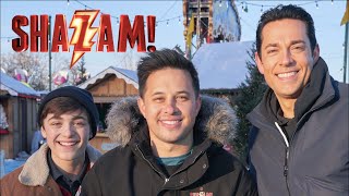 Funny ZACHARY LEVI amp ASHER ANGEL Interview on the set of the SHAZAM Movie  Jayden Rodrigues JROD [upl. by Eimac]