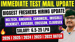 Direct Test Hiring  Immediate Test Mail  OFF Campus Drive  20262022 Batch Fresher IT Hiring Job [upl. by Lanfri993]