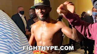 TERENCE CRAWFORD SECONDS AFTER KNOCKING OUT KELL BROOK IN 4 CONGRATULATED BY JAMEL HERRING [upl. by Adur]