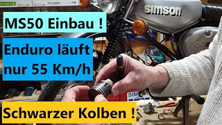 Simson S51 Enduro läuft nur 55 Kmh  Kolben total schwarz  Einbau MS50 Zylinder  GPS Probefahrt [upl. by Gilba]