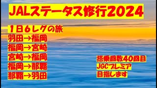 JAL ステータス修行 8 2024年JGCプレミア目指して現在修行中 １日６レグで羽田→福岡⇔宮崎→那覇→福岡→羽田で回数稼ぎます [upl. by Aokek]