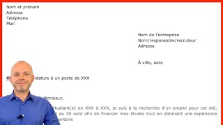 COMMENT REDIGER UNE LETTRE DE MOTIVATION POUR UN EMPLOI exemple modèle [upl. by Imaon990]