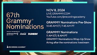 The 2025 GRAMMY Nominations Will Be Announced Friday Nov 8 2024 Save The Date [upl. by Ahtiekal]