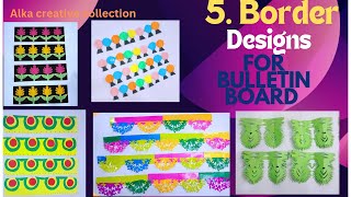 5 Different Types Of Border Designs For Display Board bulletinboard papercraft [upl. by Trina]