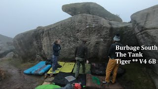 Burbage South Boulders The Tiger V4 6b [upl. by Ahrat]