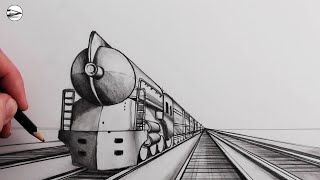 How to Draw a Realistic Train in OnePoint Perspective for Beginners [upl. by Ennayk]