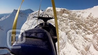 GoPro Erik Roners 800foot Cliff Snowmobile BASE Jump [upl. by Keil]