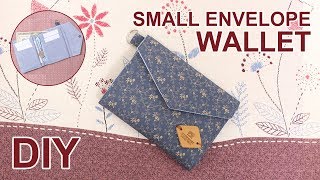 DIY Small envelope Wallet  심플 반지갑 만들기  No Bias  How to sew folding wallet  財布作り方 sewingtimes [upl. by Yremrej]