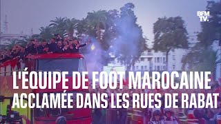 Les joueurs de léquipe de football marocaine acclamés dans les rues de Rabat [upl. by Lenno763]