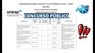 Concurso Público da Unesp para trabalhar em São Paulo capital REITORIA 5 cargos [upl. by Elocaj]