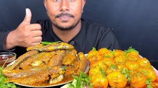 Eating Spicy Dhonia Bata Fish CurryLost Of Egg Curry With Rice Salat  ASMR Eating Mukbong Show [upl. by Grosmark318]