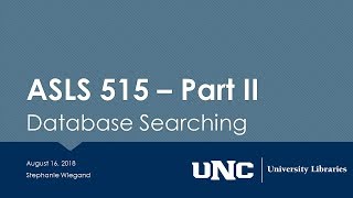 ASLS 515  Part II Databases [upl. by Tartaglia]