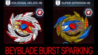 NEW KOLOSSAL HELIOS H6 AND SUPER HYPERION H6 EPIC BATTLE IN BEYBLADE BURST APP GAMEPLAY [upl. by Nylessej97]