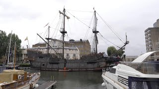 Replica of 17thCentury Spanish galleon docks in London [upl. by Wunder]