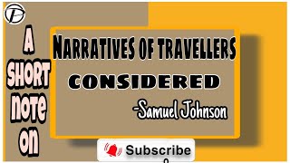 Narratives Of Travellers Considered by Joseph AddisonA Short Notepratishrutikheti [upl. by Annaehr]