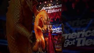 A Woman Performs Fusion with a Giant Dragon agt americangottalent short ai [upl. by Yeslehc]