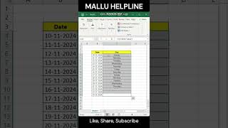 How to Find the Day of the Week for Any Date in Excel excel date exceltips [upl. by Vivian]