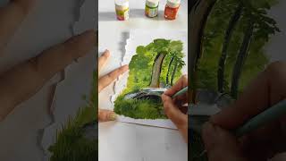 Studio ghibli🌿💚 shortvideo aesthetic painting video acrylicpainting ghiblishorts art nature [upl. by Bunni]