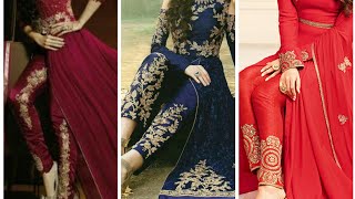 Heavy Embroidered Western Anarkali suitsFront And side Slit Pant suits For Girls [upl. by Eeznyl]