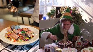 Diner Recreates Buddy The Elf’s Spaghetti Sundae Topped With Candy And Syrup [upl. by Aluino]