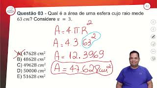 832  REVISÃO E CORREÇÃO  GEOMETRIA ESPACIAL XI – ESFERA ÁREA TOTAL [upl. by Haldane]