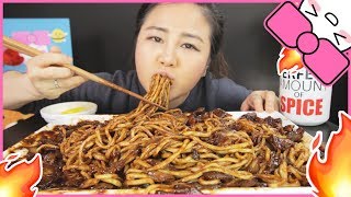 WORLDS SPICIEST GHOST PEPPER BLACK BEAN NOODLES CHALLENGE [upl. by Annaiv262]