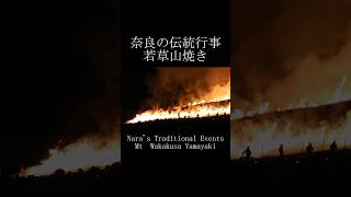 奈良の伝統行事 若草山焼き 一斉点火 2024 Naras Traditional Events Mt Wakakusa Yamayaki shorts festival fire [upl. by Noryt]