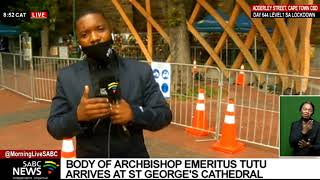 Desmond Tutu  The body of Arch lies in state at St Georges Cathedral [upl. by Hairahcez]