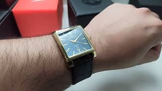 Review Relógio Technos Dourado Quadrado Pulseira de Couro Legítimo Executive 2115TVM0A [upl. by Htebaras704]