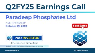 Paradeep Phosphates Ltd  Q2FY25  Earnings Conference Call  concall paradeepphosphates [upl. by Osman]