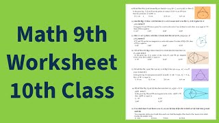 10th Class Math 9th Worksheet Solution for Competency Exams 2024 [upl. by Cindee]