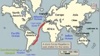 MAGELLANS VOYAGE HISTORY ANIMATION ON A MAP [upl. by Ettegroeg286]