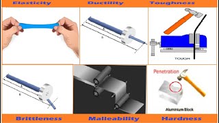 Mechanical properties of materials  Elasticity Ductility Brittleness Malleability Toughness [upl. by Otrepur]