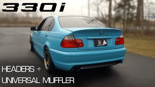 BMW E46 330i with Universal Valved Muffler  Headers [upl. by Tiertza]