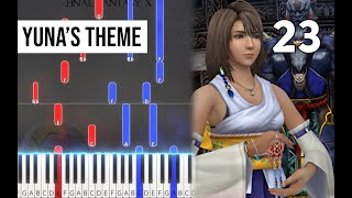 TPR  Yuna’s Theme from A Fleeting Dream  23  Final Fantasy X Piano Tutorial  Note Chart [upl. by Dixil]