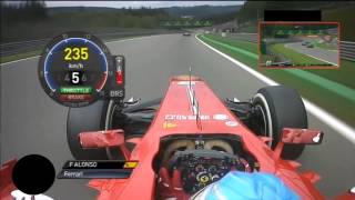 On board Fernando Alonso GP Belgium SPA F1 2013 [upl. by Oxley]