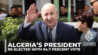 Algeria’s Abdelmadjid Tebboune reelected president with 947 percent vote [upl. by Oliana]