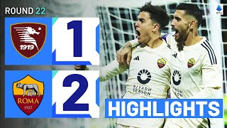 SALERNITANAROMA 12  HIGHLIGHTS  Roma secure backtoback wins  Serie A 202324 [upl. by Haymo58]