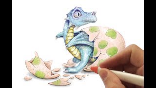 Monster Monday  Drawing a Dragon Hatchling using Tayasui Sketches [upl. by Esmeralda]