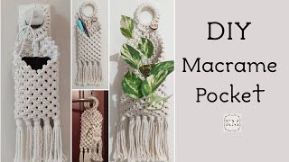 How to make a MultiFunctional Macrame Pocket Wall Hanging  DIY Tutorial [upl. by Anwahsar328]