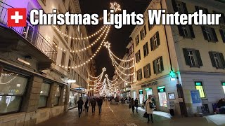 Winterthur ✨ Christmas Lights 2021 Ep2 • Walking Tour Switzerland 🇨🇭 4K [upl. by Meek]