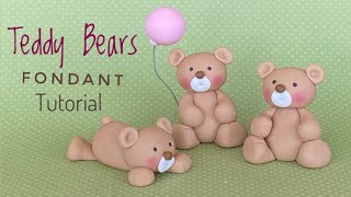 How to make 3 cute fondant Teddy Bears  balloon [upl. by Aes]