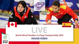 Canada v Spain  Round robin  World Mixed Doubles Curling Championship 2021 [upl. by Helbonnas182]