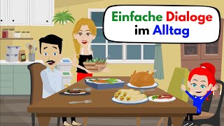 Deutsch lernen  Einfache Dialoge im Alltag  Wortschatz und wichtige Verben [upl. by Jill]