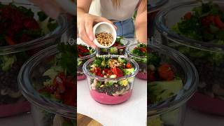 HighProtein Pasta Salad Meal Prep with Creamy Beetroot Dressing plantbasedrecipes veganrecipes [upl. by Kit667]