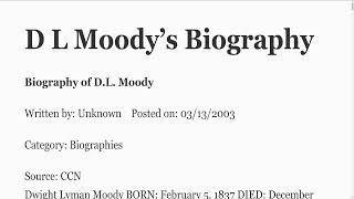 D L Moodys Biography [upl. by Arsi]