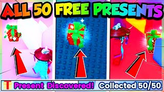 ALL 50 SECRET FREE PRESENTS in PET SIMULATOR 99 Roblox [upl. by Ruhtracam496]