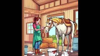 A woman with a horse in a barn horse barn asmrsounds [upl. by Eisnil]